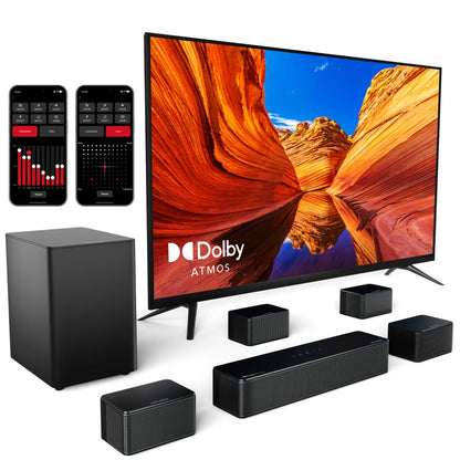 Soundbar - 7.1ch - Soundbar voor TV - Surround Sound-Systeem - met Subwoofer - Dolby Atmos - APP & Afstandsbediening - Bluetooth-luidspreker - AUX - Optical - HDMI - ARC - Zwart
