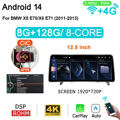 Carplay Autoradio – Multimedia Speler – Auto Radio – 2DIN Navigatiesysteem – Bluetooth Stereo – 12,5 Inch Touchscreen – Draadloos CarPlay – Android 14