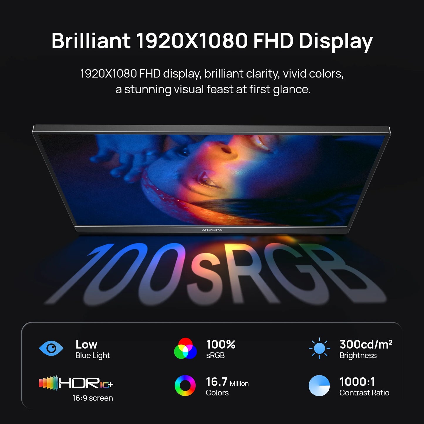 Portable Monitor – Draagbaar Beeldscherm – Laptop Scherm Uitbreider – Extra Scherm – USB-C Monitor – 16,1 Inch – Full HD – 100% sRGB Kleurruimte