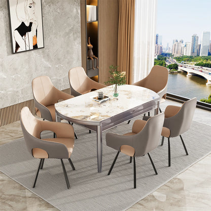 Draaibare Eetkamerstoelen – Eetkamerstoelen – Draaibare Stoelen – Armleun Stoelen – Microvezelleer – 360 Graden Draaibaar – Hoog Zitcomfort - Licht Kaki