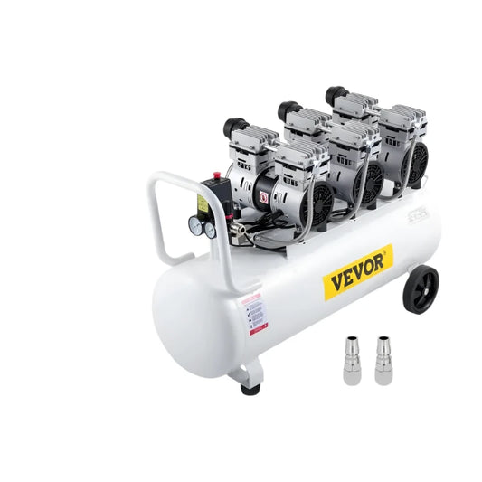 Vevor - Stille Compressor - Geluidsarme Compressor - Luchtcompressor- 100L 2.2KW-met Twin Manometer Veilig Magneetventiel 3PK 22 Gallon - QUORE