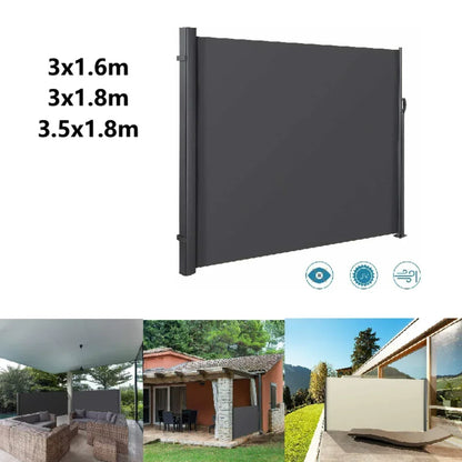 Windscherm - Tuinscherm - Uitschuifbaar Windschermen - Zijluifel - 3.5x1.8m - Outdoor Privacy Scherm – Zonnescherm en Windbescherming – Geschikt voor Terras, Tuin en Zwembad -Zwart