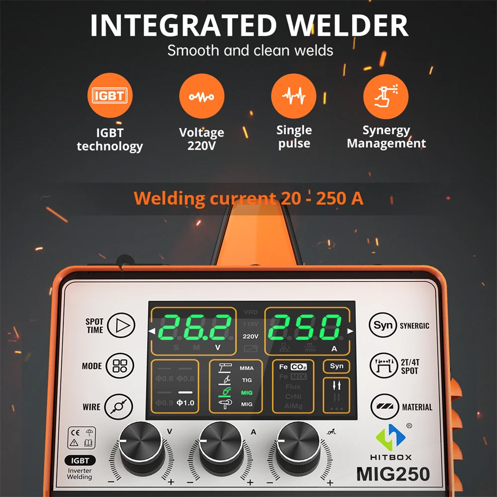 MIG250 Lasmachine – Mig Lasmachine – Lasapparaat – Mig Lastoestel – Lassen Machine – Multifunctioneel Met MIG, TIG En MMA – Compact En Lichtgewicht 8 Kg