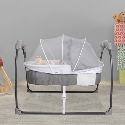 Babybed - Babywieg - Schommelbed baby - Co sleeper - Tot 18kg - 3 Snelheden - Grijs - QUORE