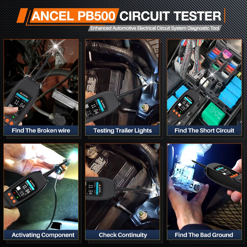 Batterijtester - Diagnosecomputer - Auto Uitlezen - Storing Verwijderen - Accutester 12V/24V - Diagnose apparatuur voor auto's - Power Probe Circuit Tester Kit - Elektrisch geïntegreerd auto-accusysteem diagnosetool - Zwart