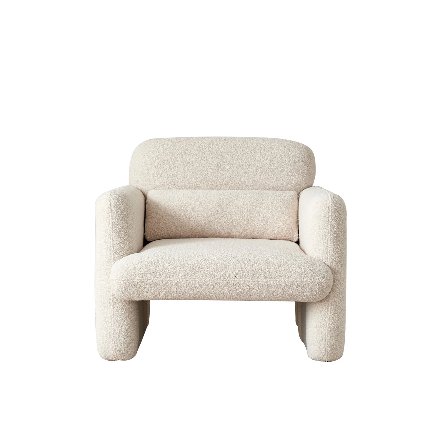 Lamswollen Fauteuil – Lamswol Stoel – Comfortabele Zetel – Scandinavische Fauteuil – Zachte Lamswol Bekleding – Verstelbare Lendensteun - Beige - QUORE
