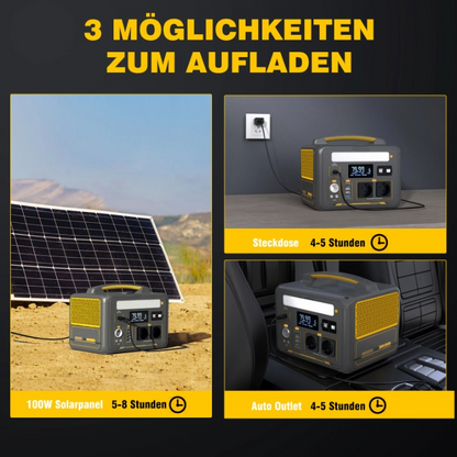 Powerstation - Stroomgenerator - Mini-Generator - Draagbare - 299Wh - LiFePO4 - 1200W - 3500 mAh - 26 x 22 x 21.5 cm - Zwart/Geel