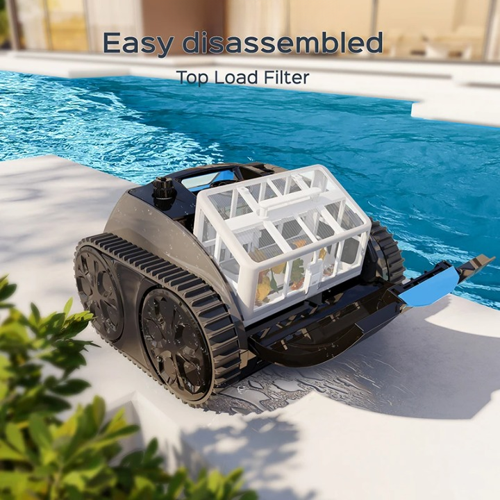 Zwembadstofzuigers - Zwembadrobot - Draadloos Zwembadreiniger - met Slimme Navigatie - Muurklimmen - Borstelloze Motoren - 120min. Looptijd - 4600mAh - 65W - 11.5 m³/H - Grijs