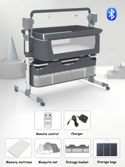 Babybed - Wieg - Elektrisch Babybed - Elektrisch Babybed - Verplaatsbaar - Draagbaar - Ledikant - Met Afstandsbediening - Bluetooth-Kaki