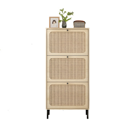 Schoenenkast – Schoenopberger – Schoenenrek – Schoenenmeubel – Rattan Decor – Verstelbare Planken – Krasbestendig Melamine - QUORE
