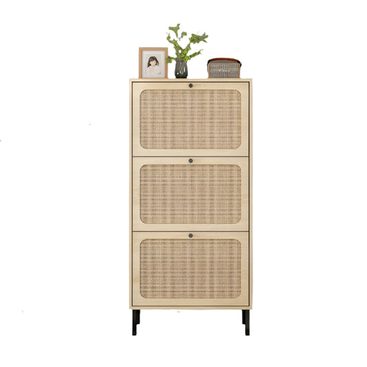 Schoenenkast – Schoenopberger – Schoenenrek – Schoenenmeubel – Rattan Decor – Verstelbare Planken – Krasbestendig Melamine - QUORE
