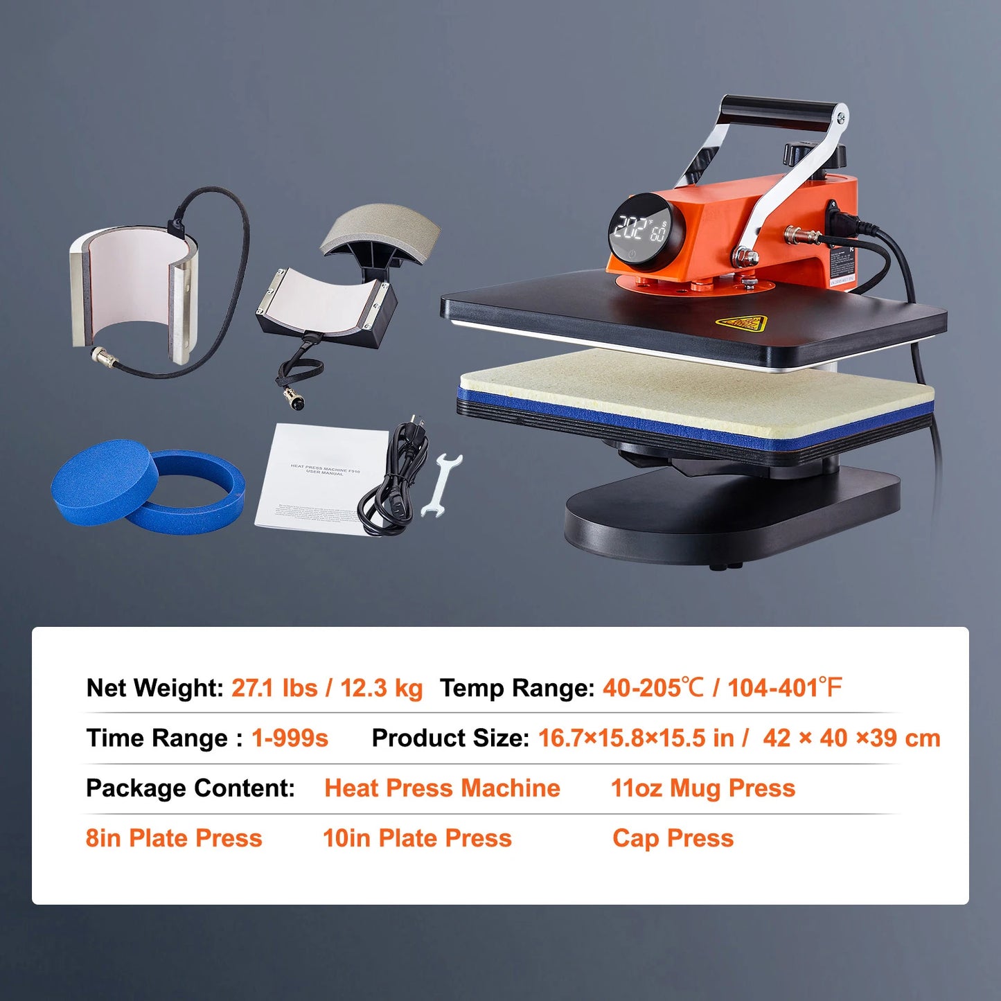 5-in-1 Hittepers – Transferpers – Sublimatiepers – Kledingpers – Mokpers – Snelle Opwarming 185°C – Verwarmingsplaat 38x30 cm