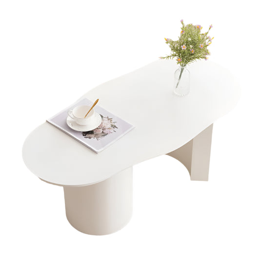 Salontafel – Woonkamertafel – Tafel – Koffietafel – Hoogwaardig MDF – Onregelmatig Modern Ontwerp – Stevige Constructie - 100 x 50 x 40.5 cm - Wit - QUORE