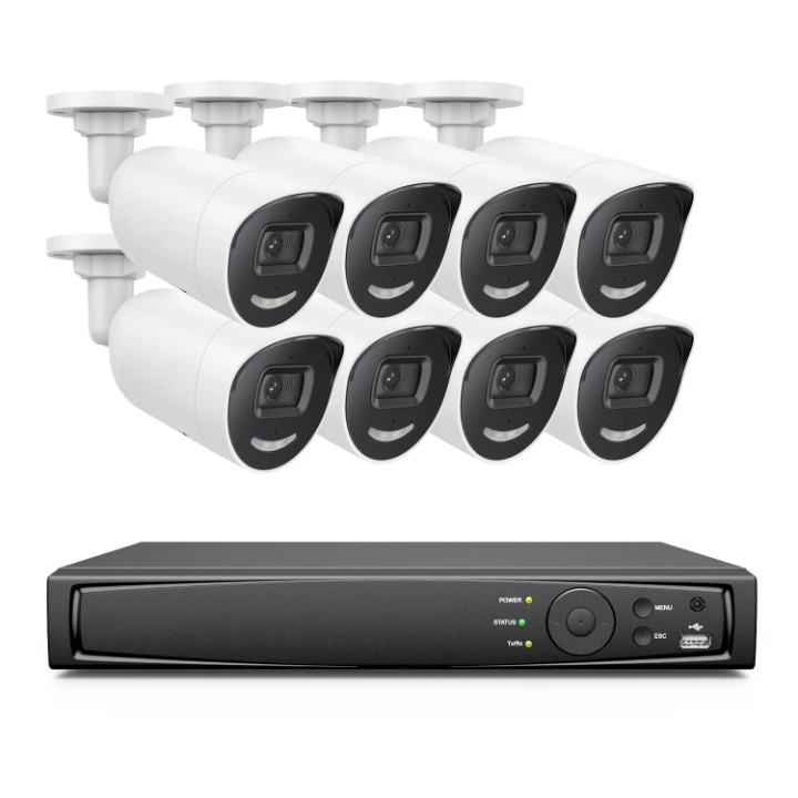 Beveiligingscamera – Bewakingscamera – 8 Stuks - Camerasysteem Kit – 8CH – 4K Camera – 8MP Camera – 8 Kanaals – PoE – Nachtzicht 30 Meter - 4TB
