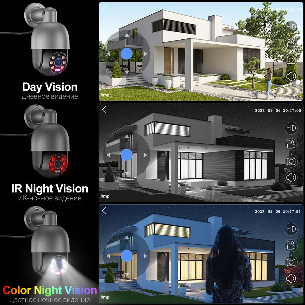 Beveiligingssysteem 8-Kanaals – Camerabeveiliging – CCTV Systeem – Surveillance Kit – PTZ Beveiligingscamera – 6x 8MP Camera’s – Full Color Nachtzicht – Automatische Bewegingsdetectie - QUORE