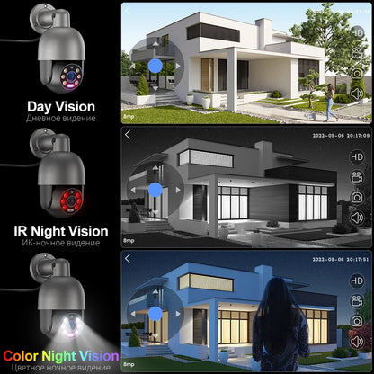Beveiligingssysteem 8-Kanaals – Camerabeveiliging – CCTV Systeem – Surveillance Kit – PTZ Beveiligingscamera – 6x 8MP Camera’s – Full Color Nachtzicht – Automatische Bewegingsdetectie - QUORE