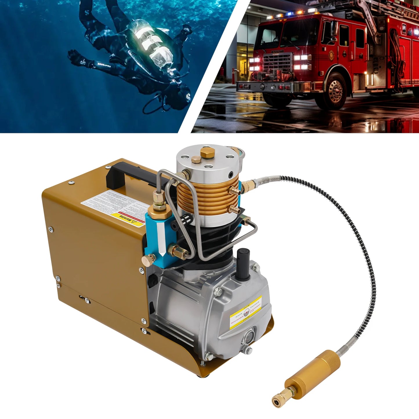 Hogedruk Luchtpomp – Draagbare Pomp – PCP Compressor – Gasfles Opblazer – 1.8 kW Motor – 5 Tot 30 MPA Instelbaar