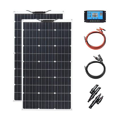Zonnepaneel - Zonnepanelen - Zonne-energie - 12V Fotovoltaïsche Celmodule - Flexibel - Monocrystalline Silicon - Zonne-kit - 200W - 2 Stuks - Waterdicht - voor Boot - Camper - Caravan - RV - Tuin