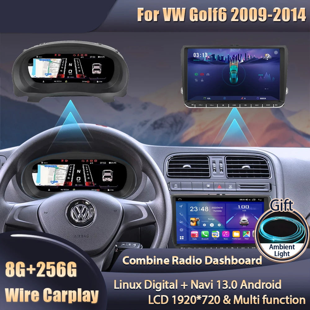 Digitaal Dashboard – Auto Display – Instrumentenpaneel – Cockpit Scherm – Rij-informatie Monitor – 12,3 Inch HD IPS – Snelle Plug & Play Installatie – 1,5 GHz CPU