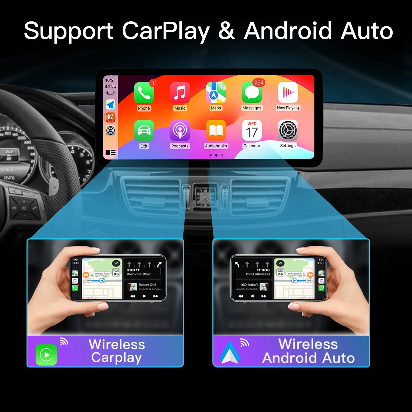 Car multimedia unit – Touchscreen – Navigatiesysteem – Auto scherm – Multimedia speler – 12,3 inch scherm – Snapdragon 665 processor – Draadloos CarPlay & Android Auto – Android 14