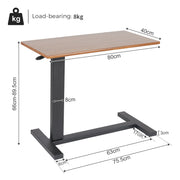 Laptoptafel - Bedtafel - Verstelbare bijzettafel - 360° rotatie - Banktafel - Houten laptoptafel - 80x40x89,5cm - Verstelbare hoogte van 66cm tot 99,5cm - Bruin