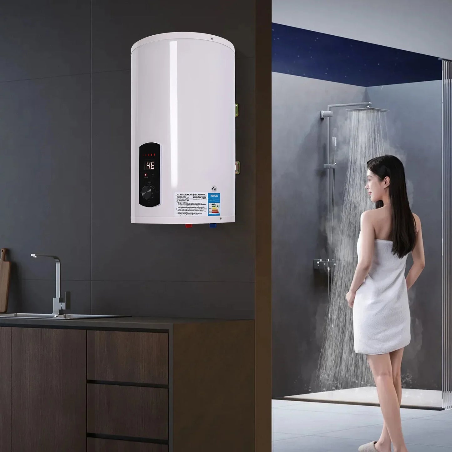 Geiser – Elektrische Boiler – Warmwaterketel – Waterverwarmer – Opslagboiler – 30 Liter Inhoud – 2000 Watt Vermogen
