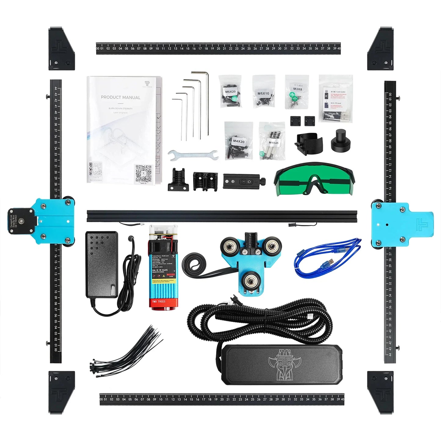 Laser Graveermachine - 40W laser - op APP bestuurbaar - Laser Cutter - Laser Graveer - Compleet - Metaal - met Accessoires - QUORE