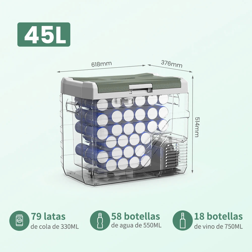 Auto Koelbox - Koelbox - Compressor Koelkast - Camping Koelkast - met Vriesfunctie - Draagbare - 12V/24V - 45L - Dual Zone - -20°C tot +10°C - 45 dB - voor Binnen - en Buitenevenementen