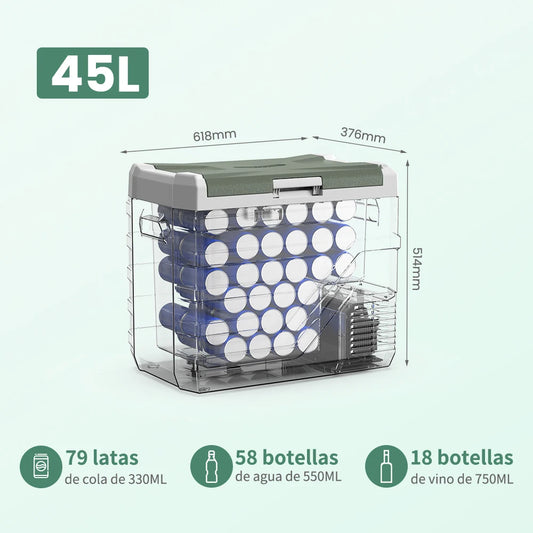 Auto Koelbox - Koelbox - Compressor Koelkast - Camping Koelkast - met Vriesfunctie - Draagbare - 12V/24V - 45L - Dual Zone - -20°C tot +10°C - 45 dB - voor Binnen - en Buitenevenementen