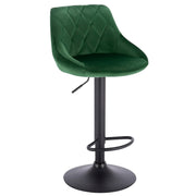 Adjustable Bar Stool - Bar Stool - Bar Stools with Backrest - Footrest - Chrome Steel - Ergonomic Design - Black Velvet