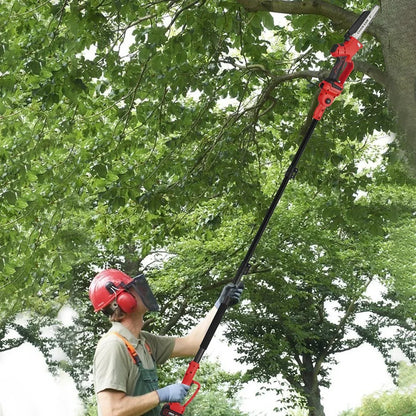 2-in-1 Telescopische Kettingzaag - Mini Kettingzaag - Accu Kettingzaag - Borstelloze Motor - met 2 x 18V Batterij - EU-oplader - 4900W - 8inch Geleidingsplaat - 30cm Snijbreedte - Rood