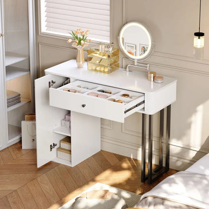 Kaptafel – Make-up tafel – Dressoir – Toaletttafel – Slaapkamermeubel – Verwisselbare zijkanten en poten – Vijf ruime laden 90x40x73,5 cm
