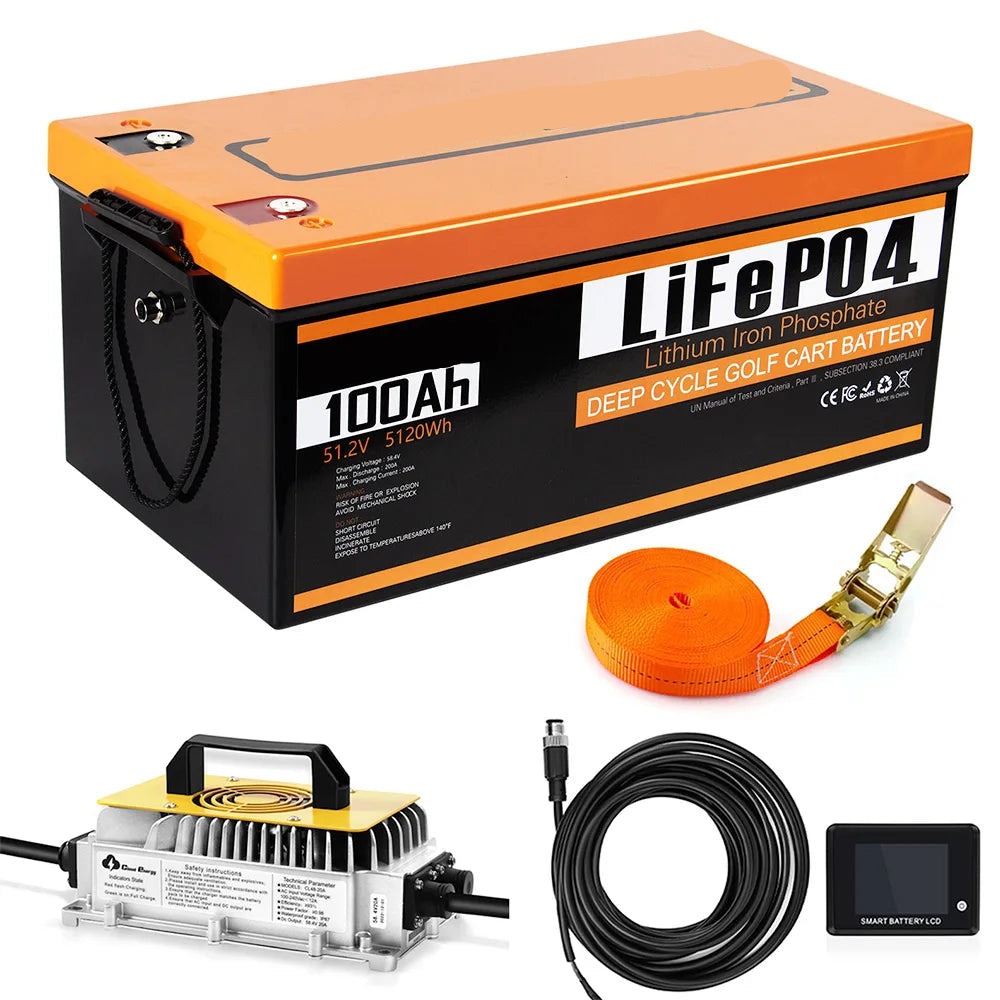 Alles-in-één 48V 100Ah Lithium-Ion Batterij – LiFePO4 Accu – Elektrische Golfwagen Accu – Elektrisch Voertuig Accu – 6000+ Laadcycli – IP67 Behuizing