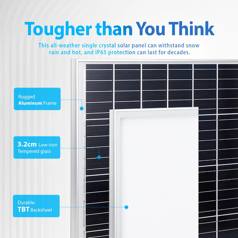 Zonnepanelen - Monokristallijne Zonnepaneel Kit - Flexibel - Zonne Energie - 100W - Waterdichte - voor Camping, RV en Thuisgebruik