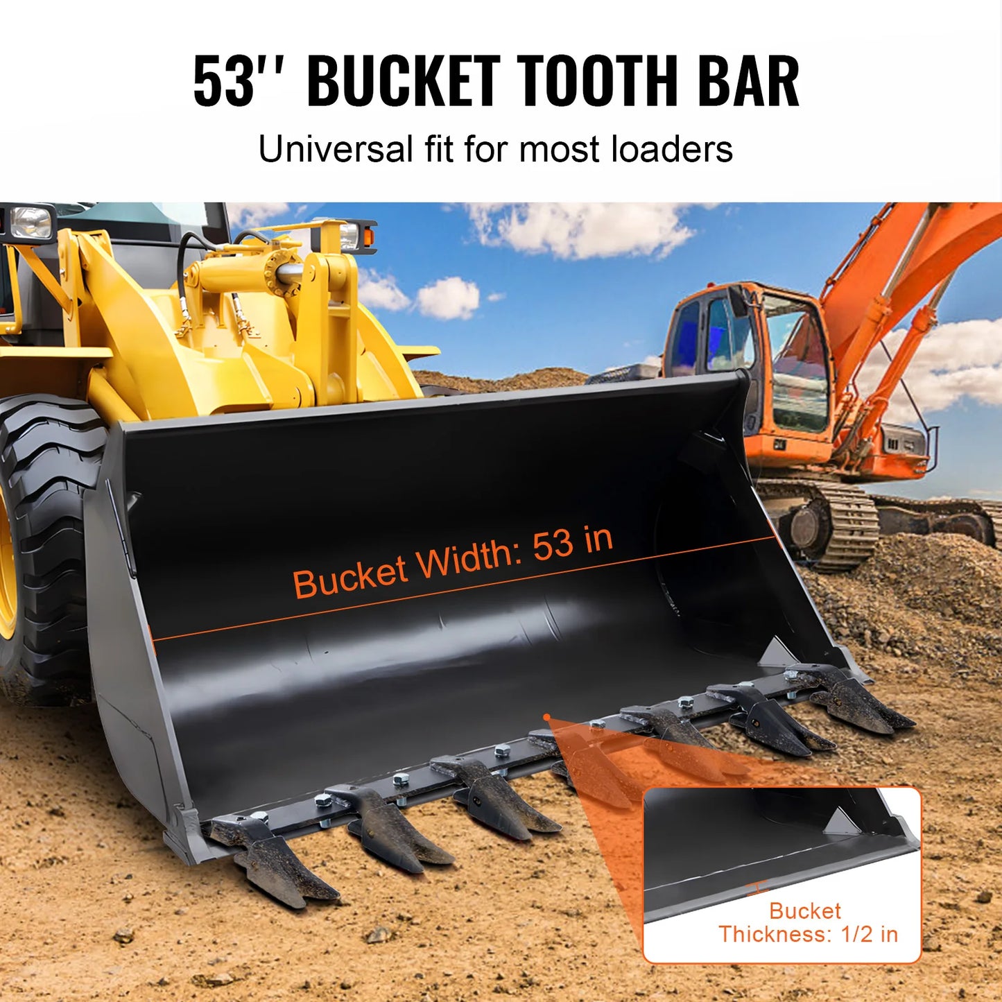 SucceBuy Bucket Tooth Bar Heavy Duty Tractor Bucket Teeth Bar for Sub-Compact Tractor Loader 4560 lbs Load-Bearing Capacity - QUORE