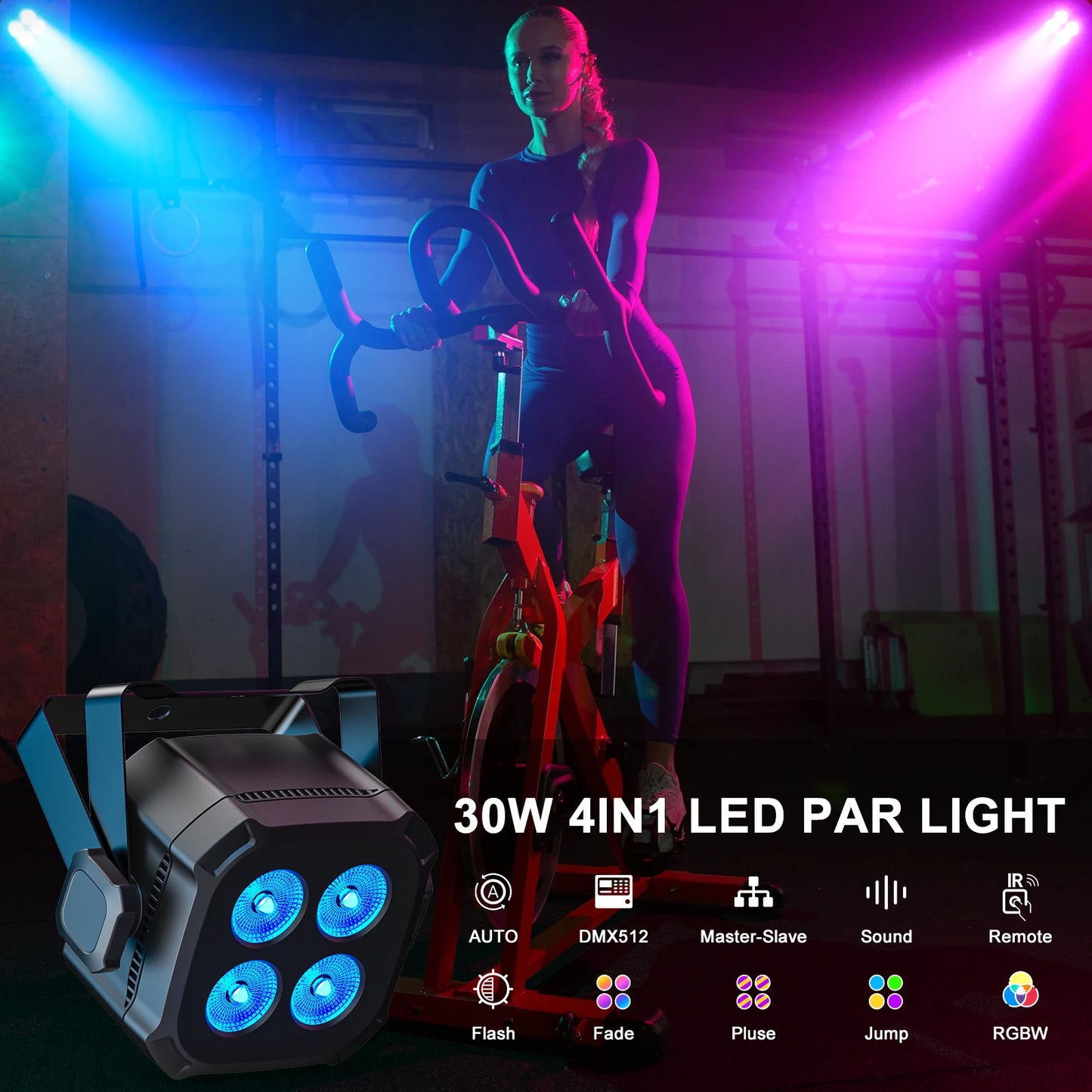 LED Par Light – Podiumverlichting – DJ Lamp – Stage Light – Disco Licht – 8-delig EU Plug – 30W RGBWYP+CYAN LEDs – DMX & Afstandsbediening