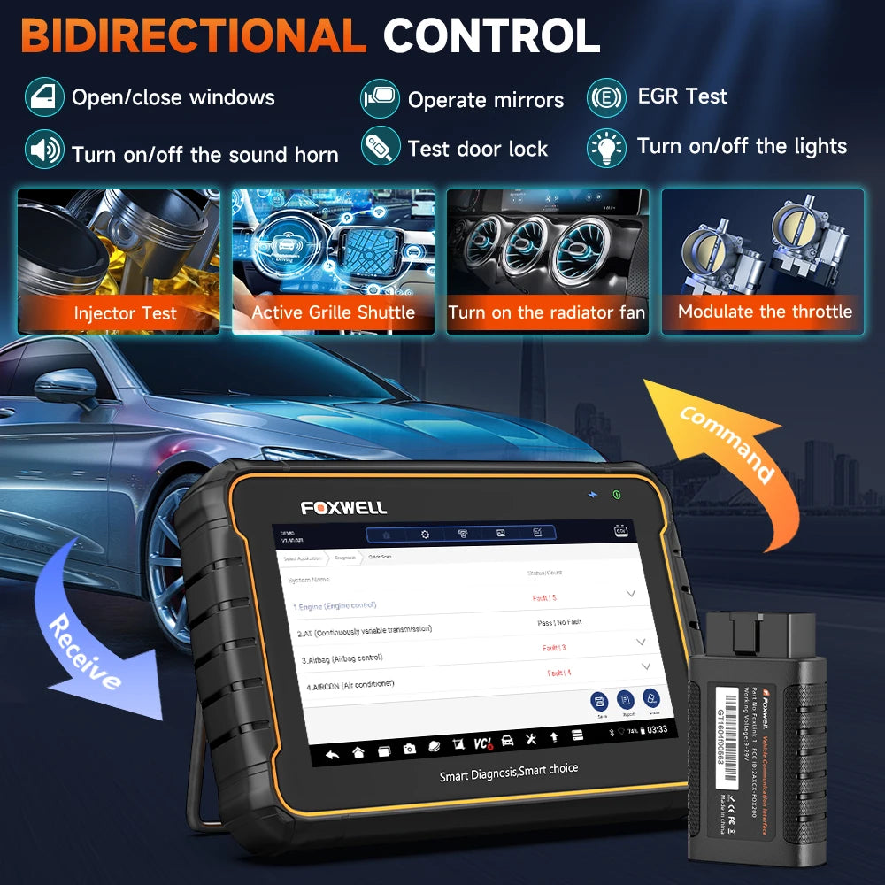 Autodiagnose Scanner – OBD2 Diagnosetool – Foutcode Lezer – Systeemtester – Motor Check – Bidirectionele Besturing – Meertalige Interface - QUORE