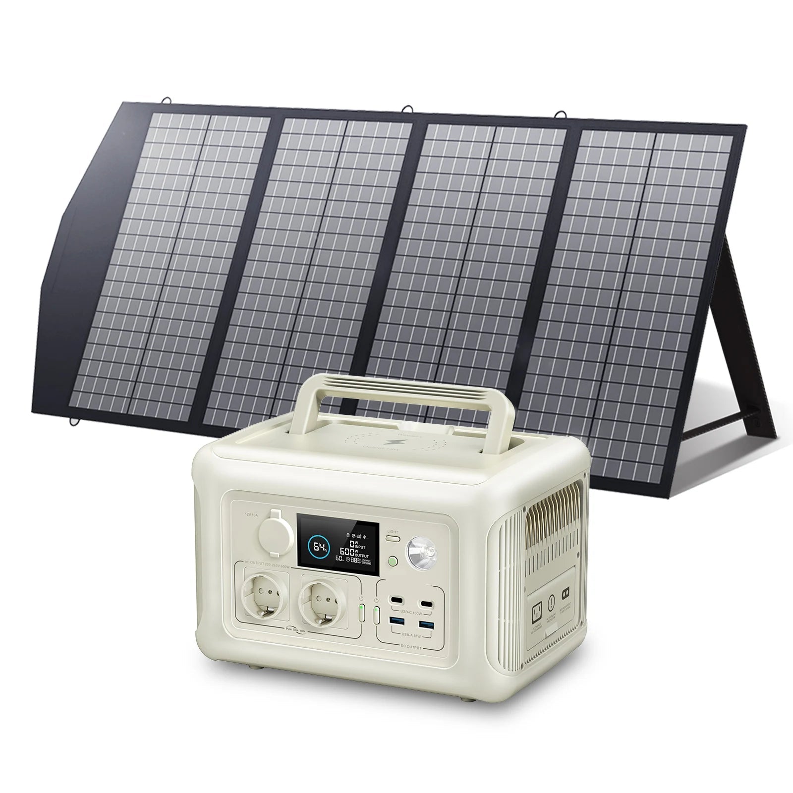 Draagbare Powerstation - Powerbank - Stroomgenerator - Generator - 600W Vermogen – met 140W Zonnepaneel - Generatoren - LiFePO4 Batterij – UPS & MPPT Technologie – Geschikt voor Outdoor & Noodstroomvoorziening - QUORE