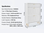 Shoe rack - Shoe cabinet - 3 folding drawers - 80 x 23.9 x 120 cm - P2 chipboard - iron - white