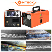 Hitbox - Lasmachine - Elektrische Lasser - 3 in 1 - MIG Halfautomatische Lasmachine - Zonder Gas Inverter MMA Boog MIG TIG Lasser Synergy - Oranje - Set 7
