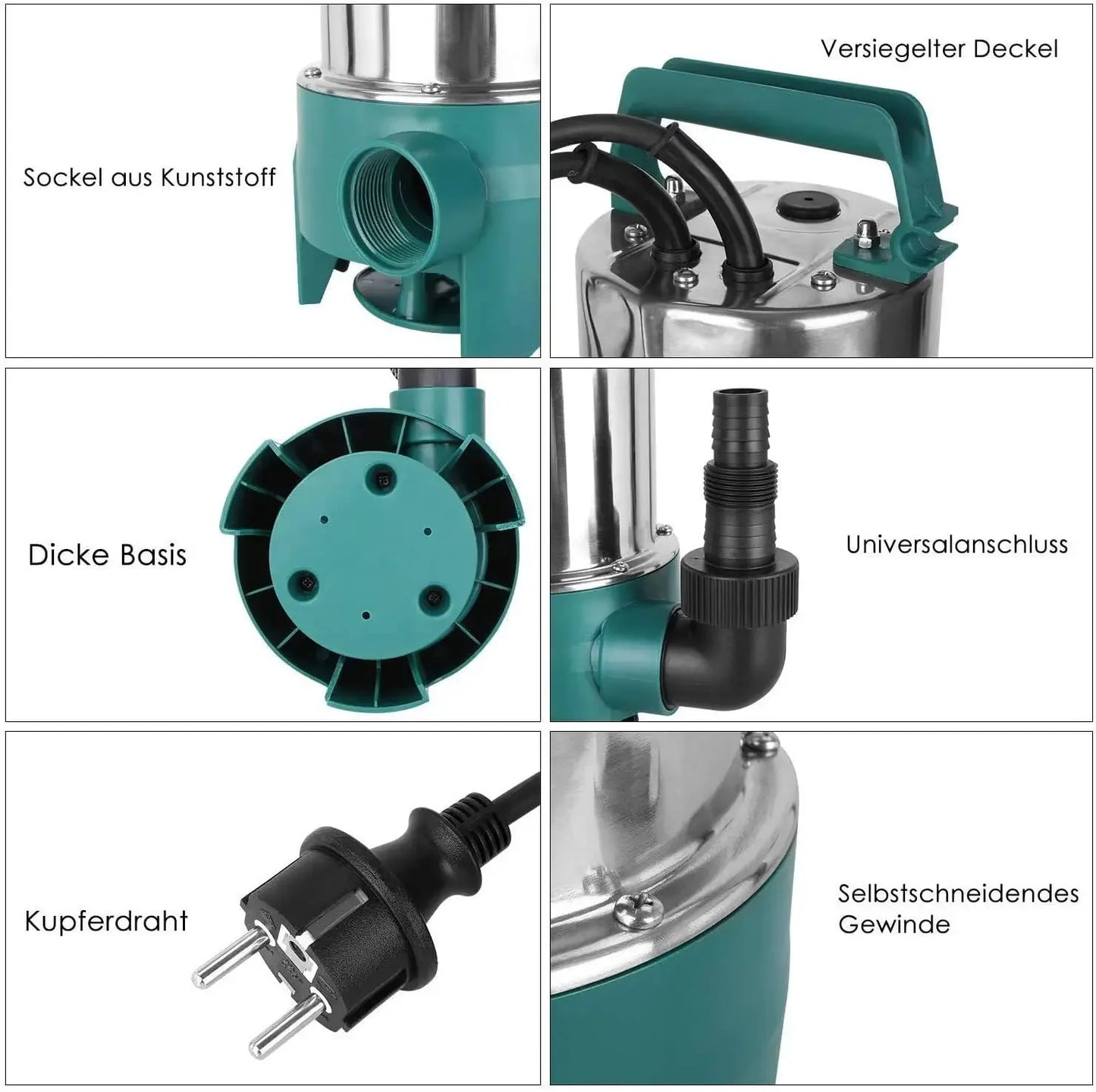Dompelpomp - Waterpompen - Waterpomp Elektrisch - Vuilwaterpomp - 1100W - 16500 L/h Capaciteit - RVS Waterpomp met Vlotterschakelaar - Zwart