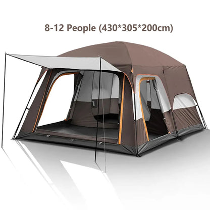 Tent – Kampeertent – Familie Tent – Groepstent – Waterdicht Polyester – Aluminium Frame – 8+ Personen - 430x305x200cm - Rustiekbruin
