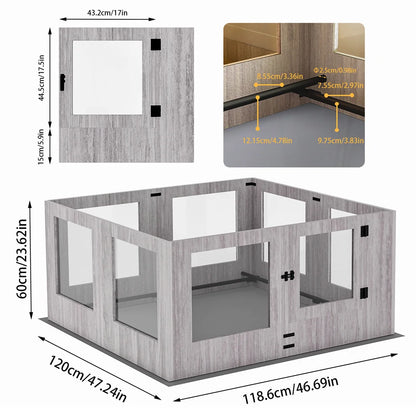 Whelpbox – Puppybox – Speelren – Kennel – Gehard Glas – Doorschuifbare Scheidingswand - AB - QUORE