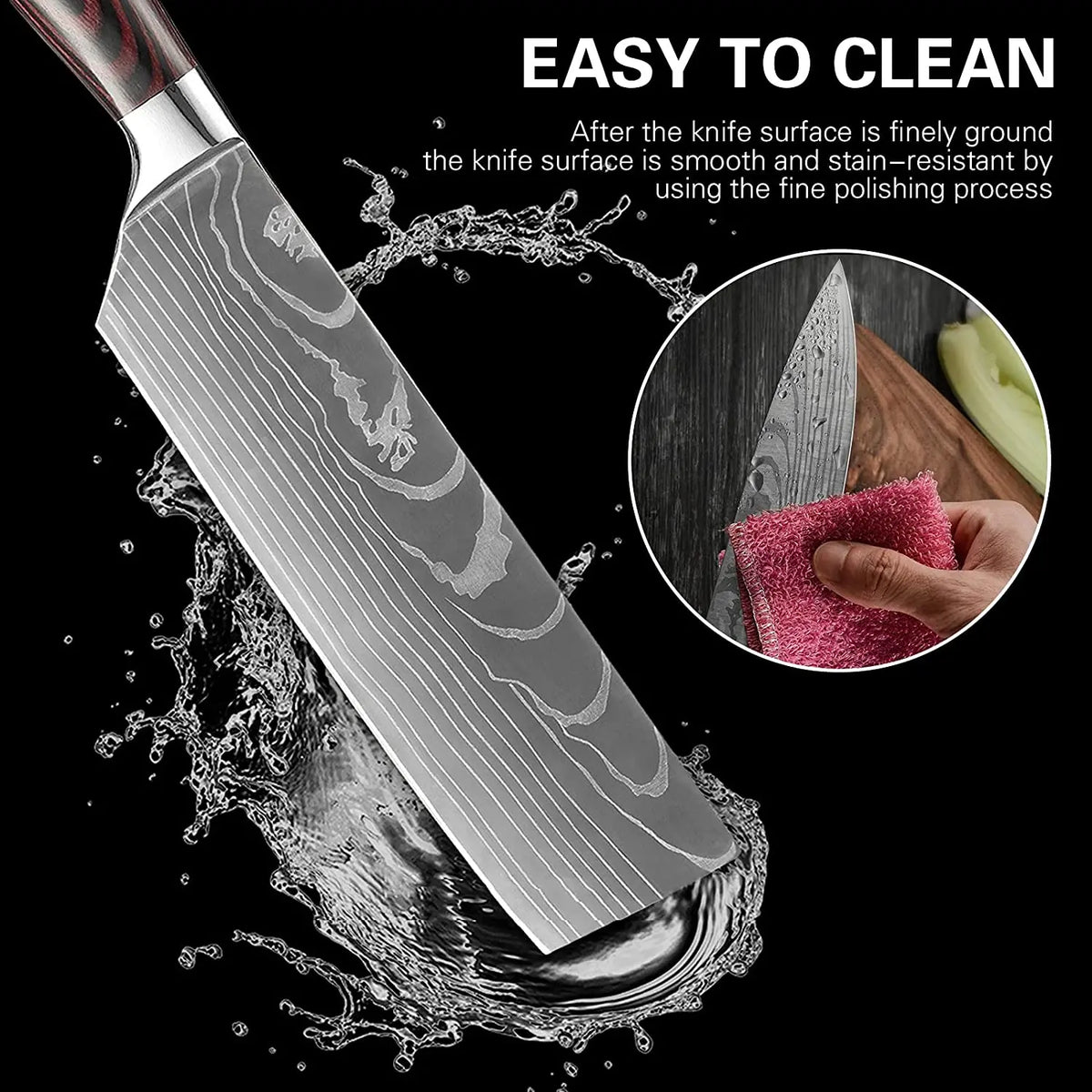Kitchen Knives - Knife set - Chef Knife - Knives - Kitchen Knife - Chef's Knife for Kitchen - Damascus Santoku Knife Set - Japanese Sharp Chopping Knife Cutting Knife - 8-piece Holder Set
