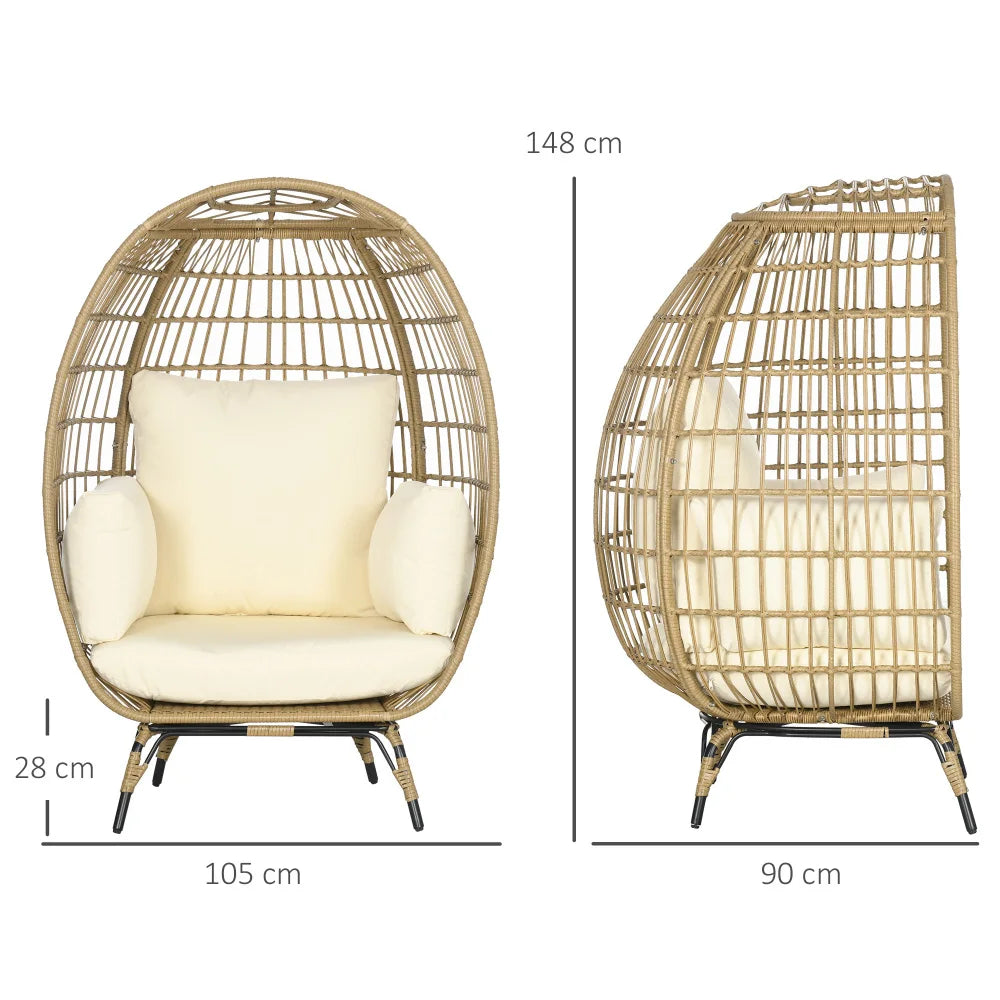 Tuinstoel – Balkonstoel – Relaxstoel – Lounge Stoel – Verhoogde Fauteuil – Met Verstelbare Pootjes – Met Dik Kussen - 105 x 90 x 148 cm - Donkerkhaki