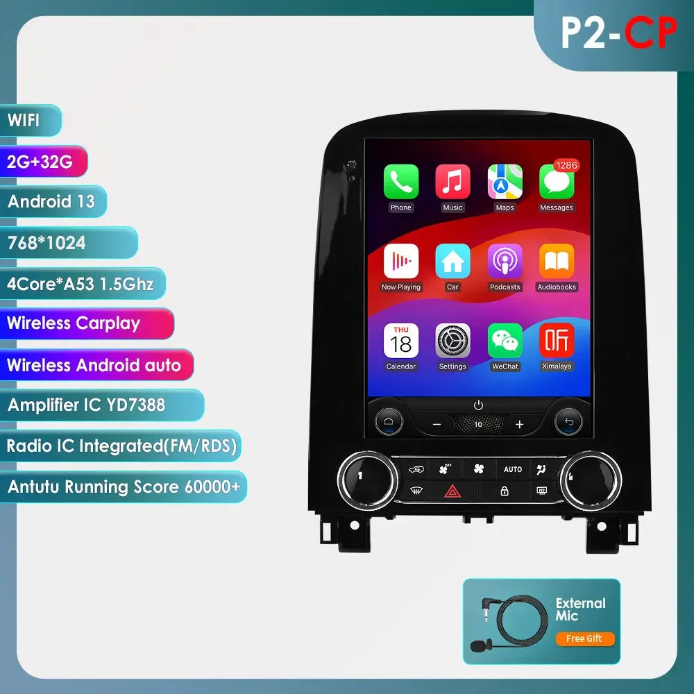 9,7” Multimediasysteem – 2DIN Autoradio – Multimedia Speler – GPS Navigatie – CarPlay Android Auto – Android 13 OS – 4G-LTE Connectiviteit – Tesla Stijl Design