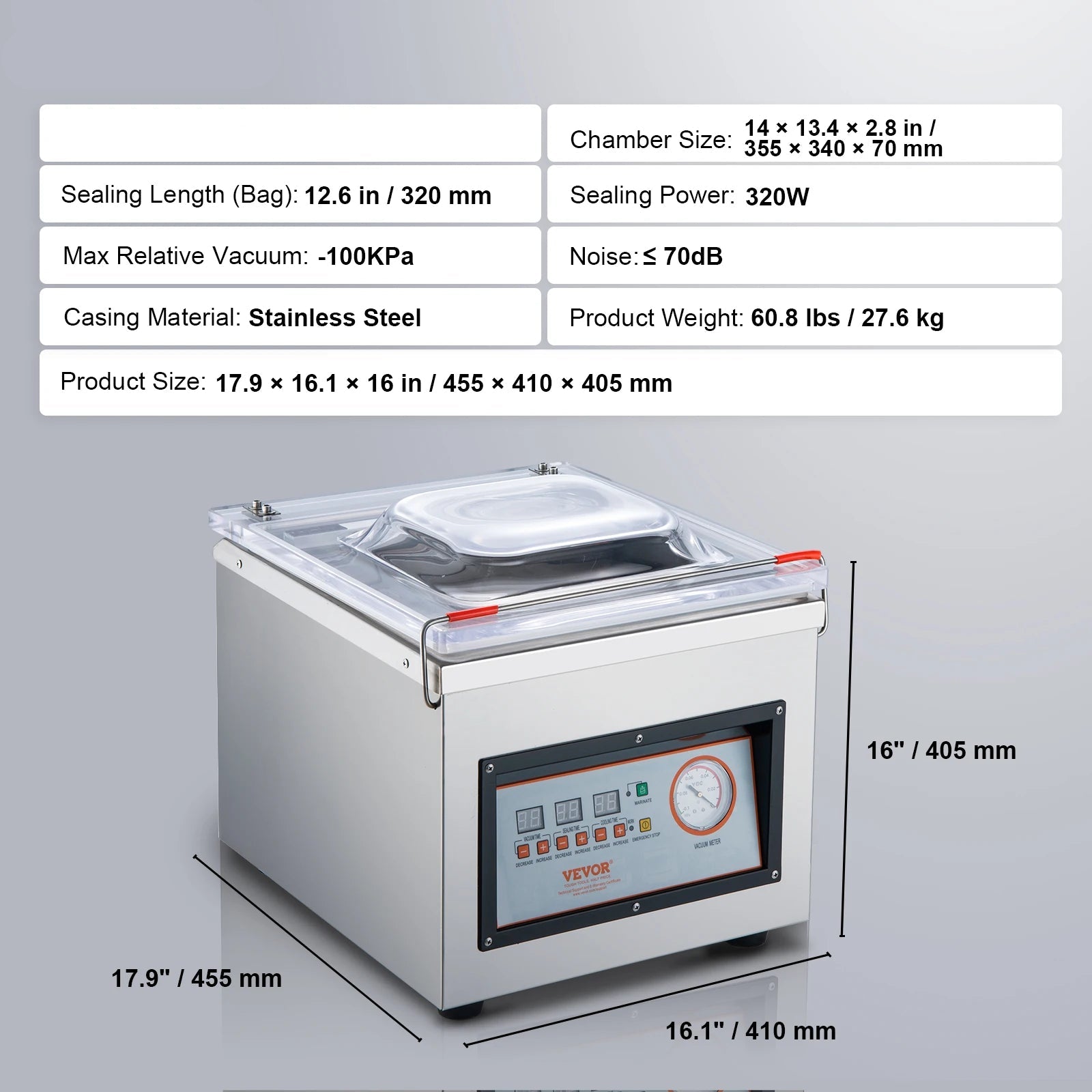 Chamber Vacuum Sealer – Vacuümapparaat – Vacumeermachine – Vakuum Sealer – Vacuumzakken – Krachtige Zuigkracht – Ruime Kamer - QUORE