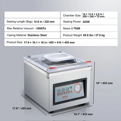 Chamber Vacuum Sealer – Vacuümapparaat – Vacumeermachine – Vakuum Sealer – Vacuumzakken – Krachtige Zuigkracht – Ruime Kamer - QUORE