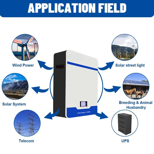 LiFePO4 Accu – Lithium Batterij – Zonne-energie Batterij – Camper Accu – Boot Accu – 51,2V 100Ah – Ingebouwd Slim BMS – Hoog Rendement & Lange Levensduur