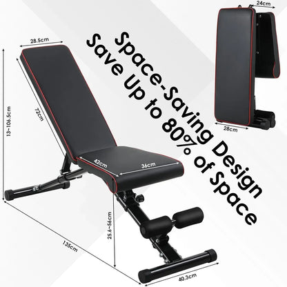 Foldable Weight Bench Adjustable Strength Training Bench for Full Body Workout with Fast Folding,Basic Weight Bench for Home Gym